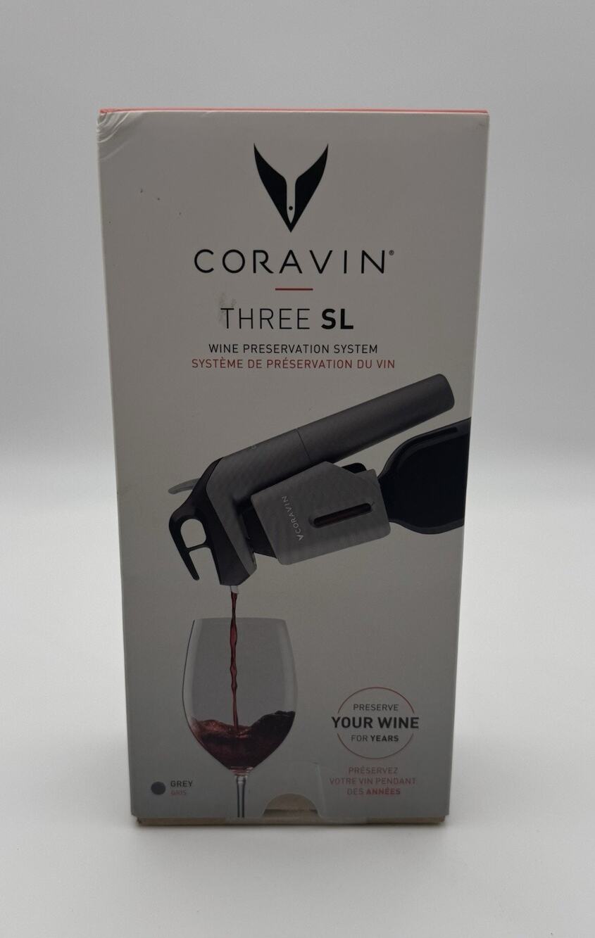 NEW Coravin Timeless Three SL Wine Preservation System with Argon Capsule Grey